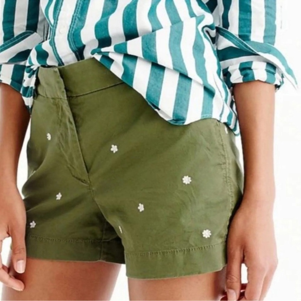 NWOT- J. Crew Chino Embroidered Daisy Shorts- 10